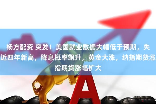 杨方配资 突发！美国就业数据大幅低于预期，失业率创近四年新高，降息概率飙升，黄金大涨，纳指期货涨幅扩大